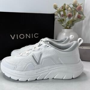 Vionic Walk Max Water Repellent Comfort Sneaker White Knit Women's 7M NWB
